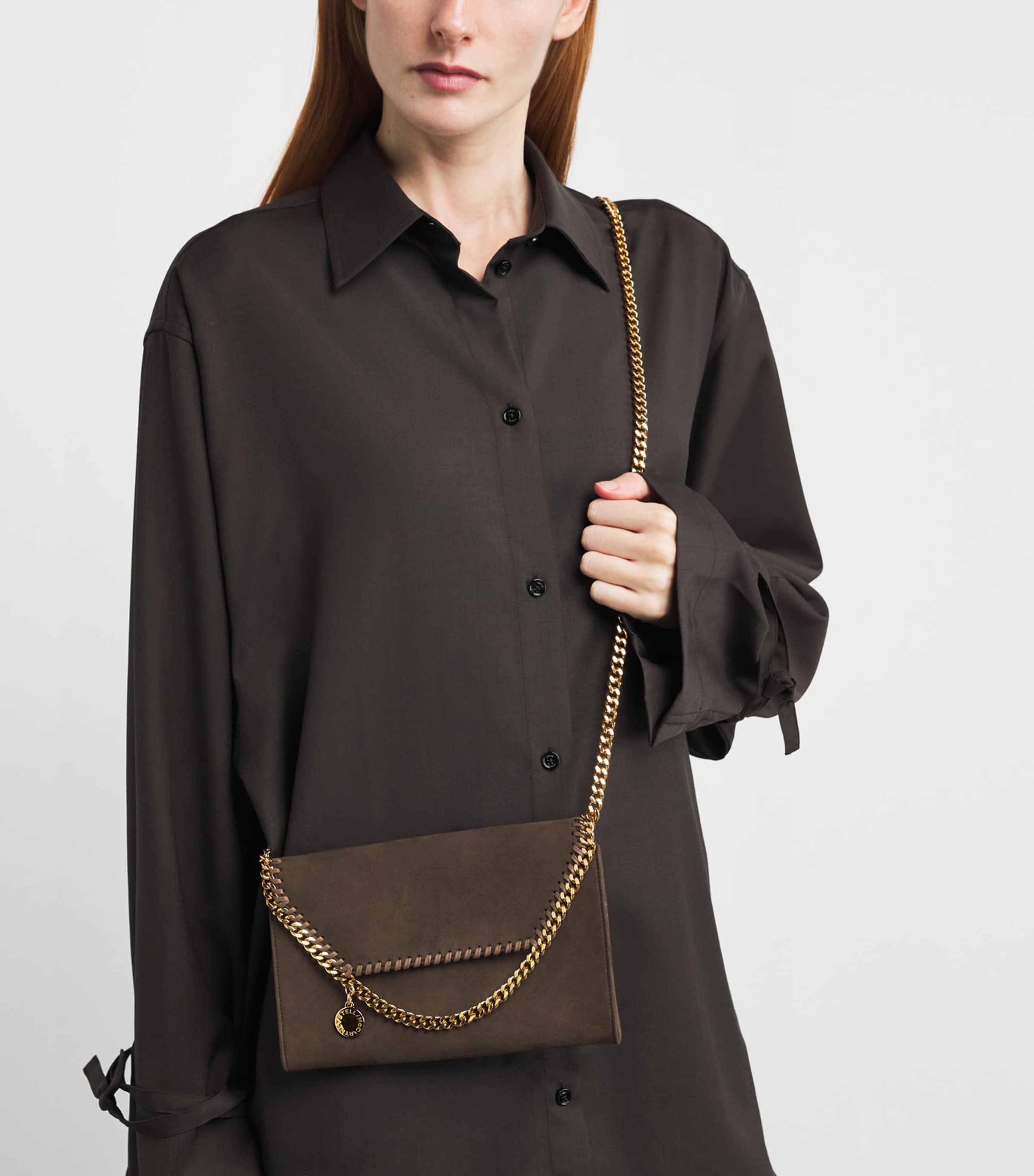 Faux Suede Fallabela Cross-Body Bag 2017 MOKA Image 5