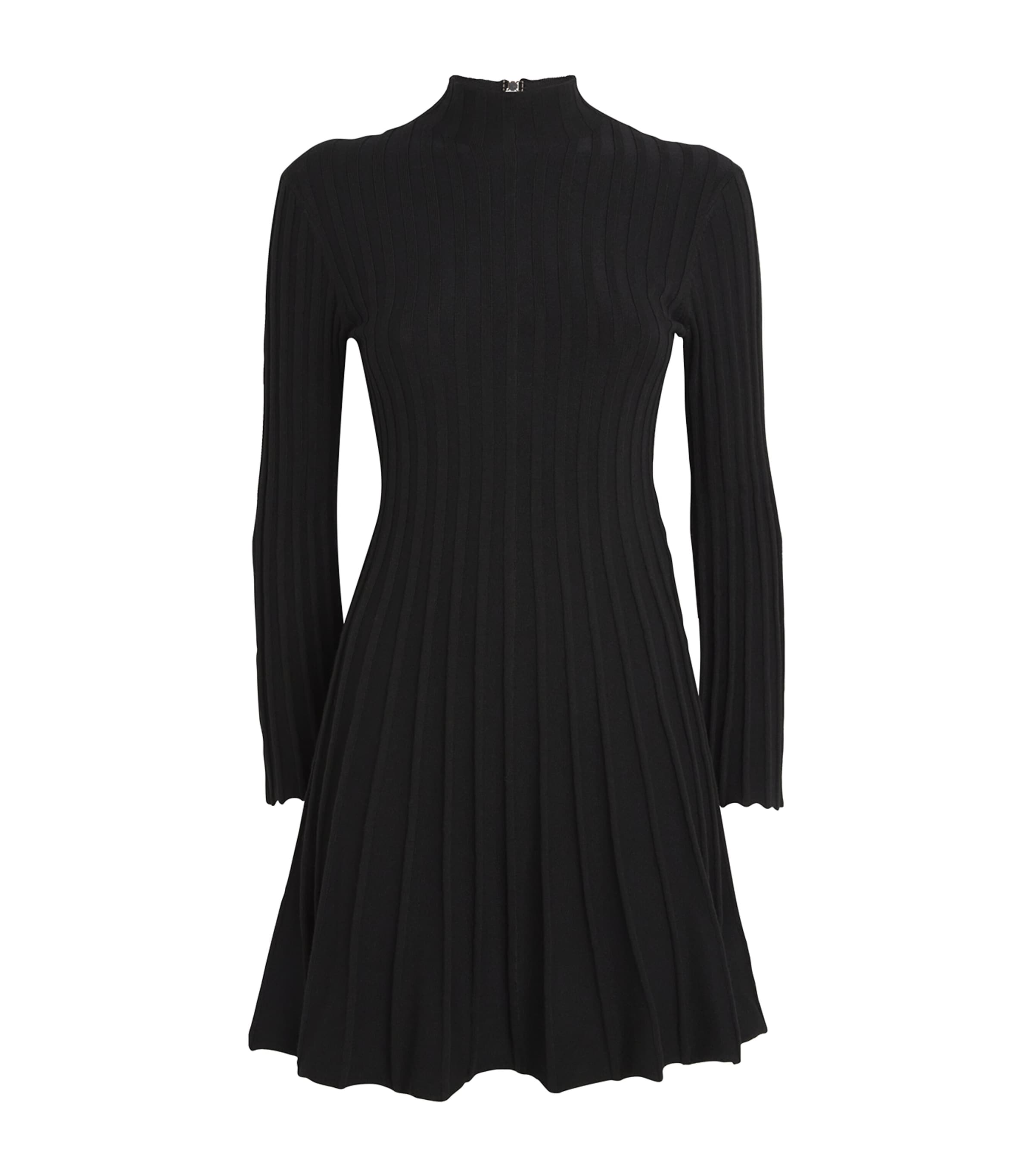 Maje High-neck Knitted Mini Dress In Black