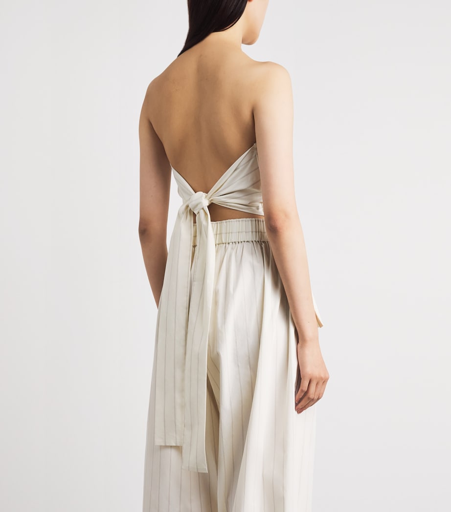 St. Agni Womens Pinstripe Tie-Detail Top Ecru Stripe Image 5