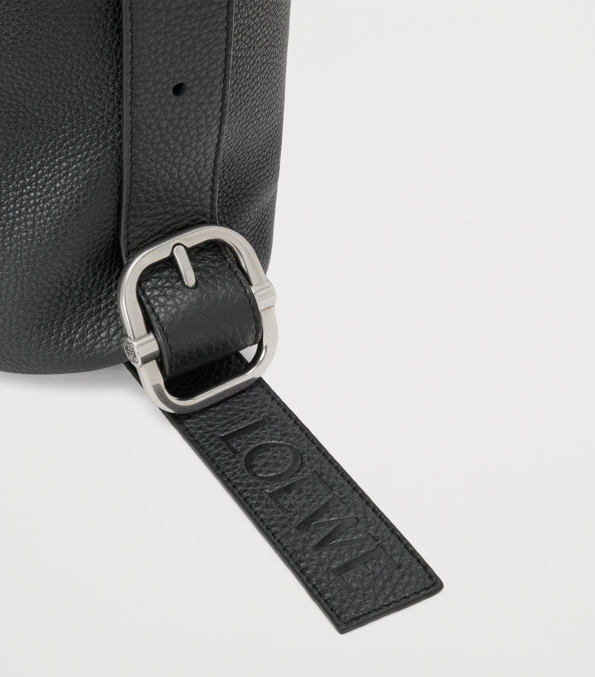 Medium Leather Loop Bucket Bag BLACK Image 9