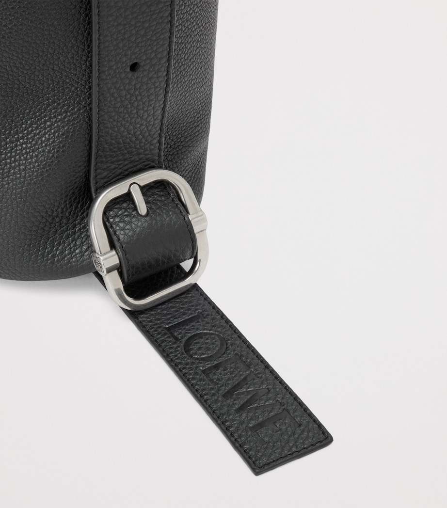 Medium Leather Loop Bucket Bag BLACK Image 9