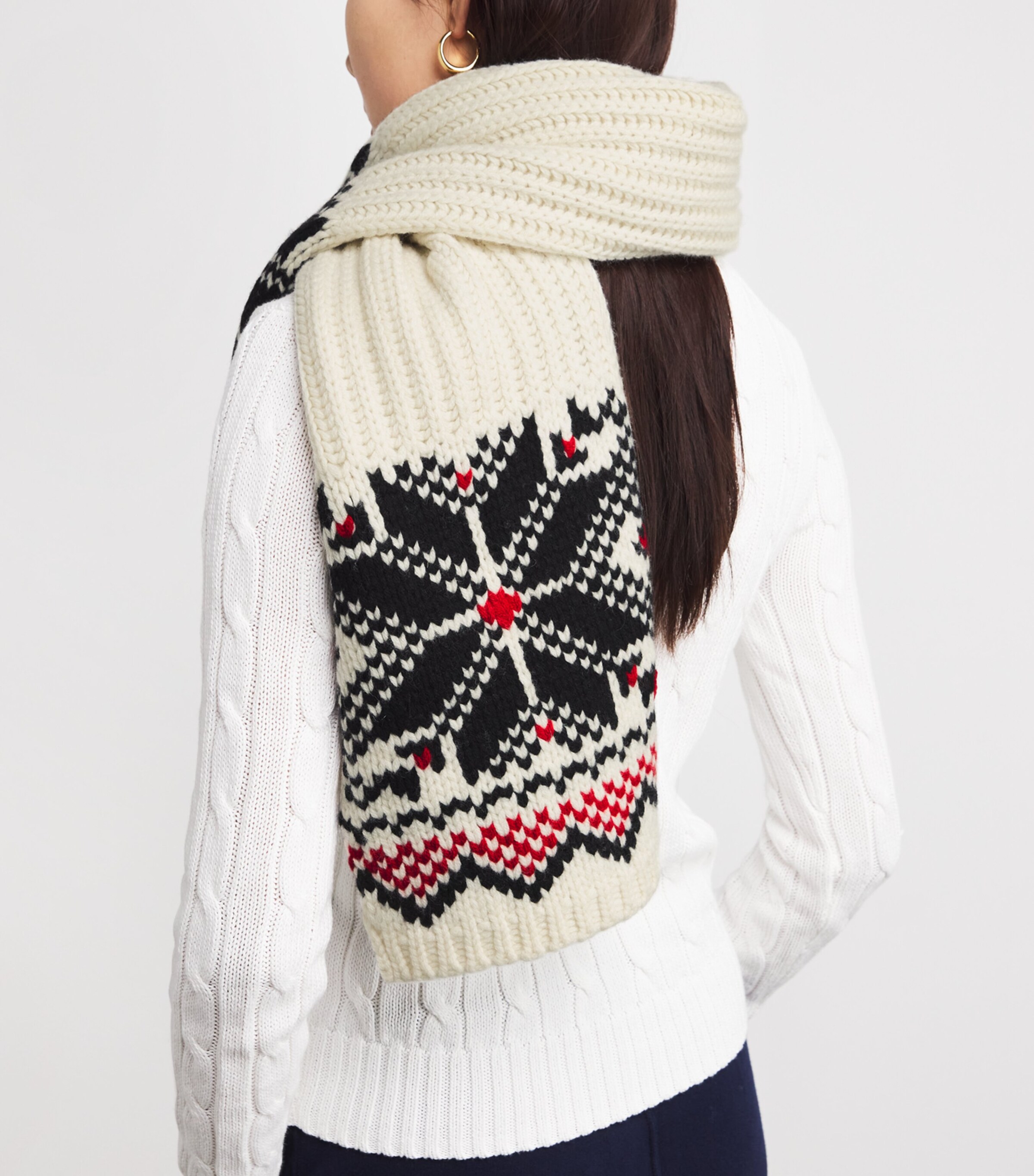 Polo Ralph Lauren Womens Wool Jacquard Snowflake Scarf Cream Image 3