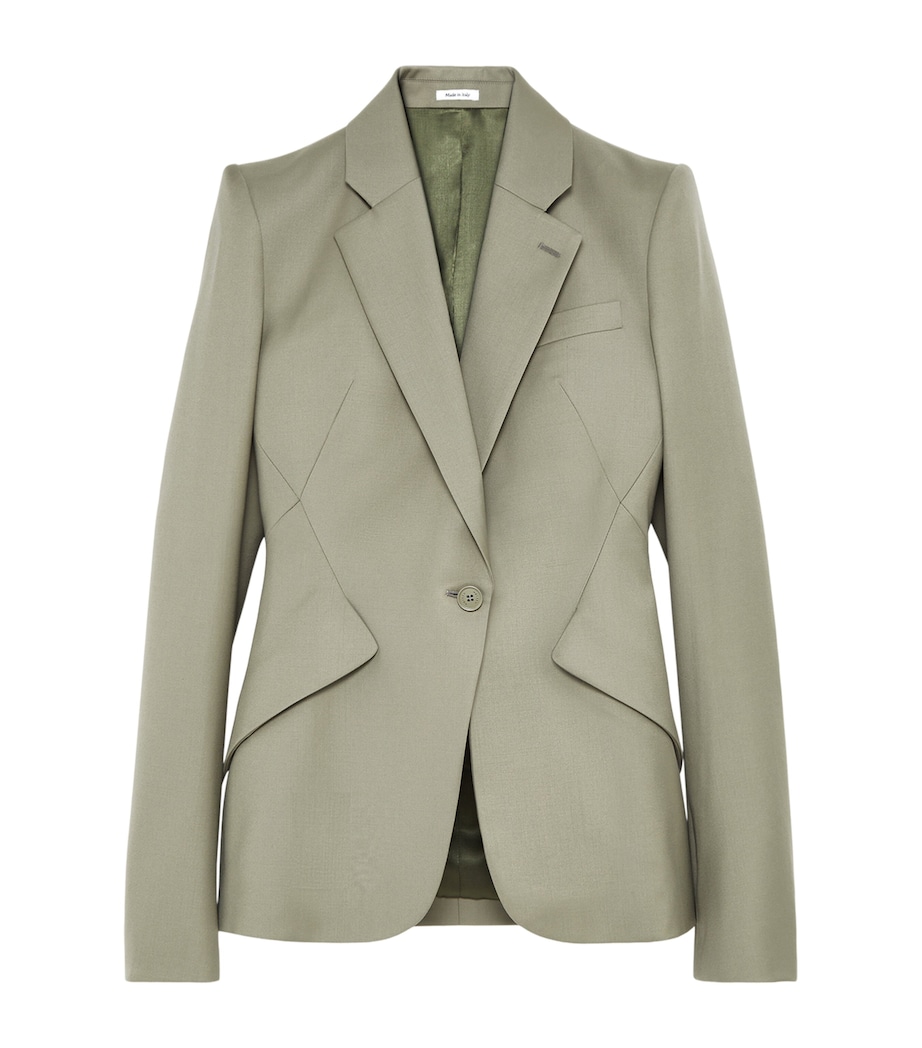 McQueen Womens Wool Gabardine Single-Breasted Jacket Image 1