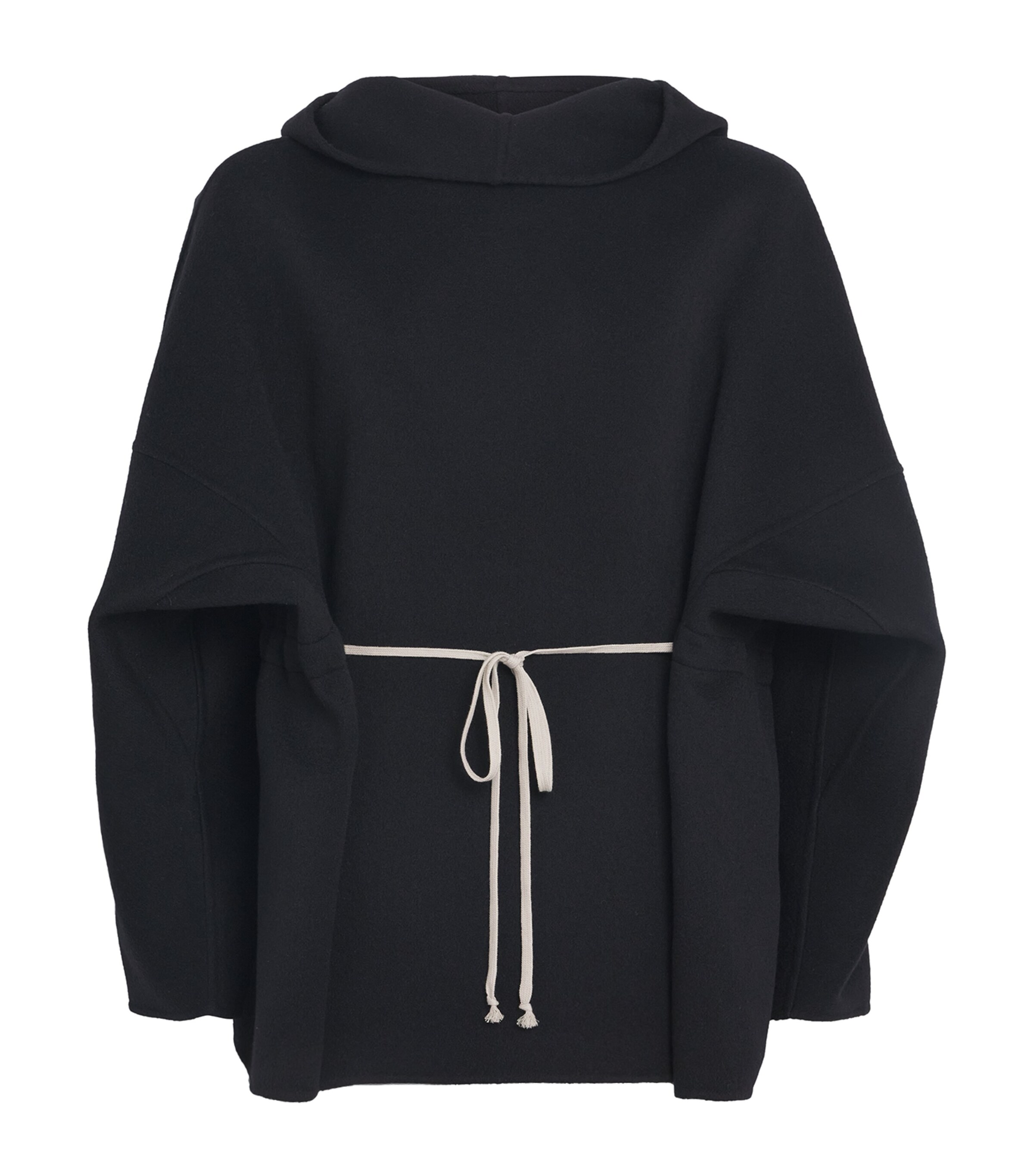 Rick Owens Mens Cashmere Double-Faced Tunic Hoodie Black Image 1