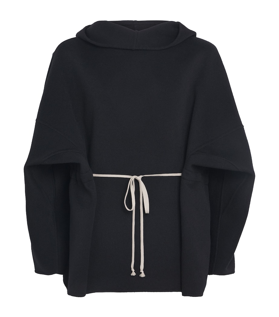 Cashmere Double-Faced Tunic Hoodie BLACK Image 1