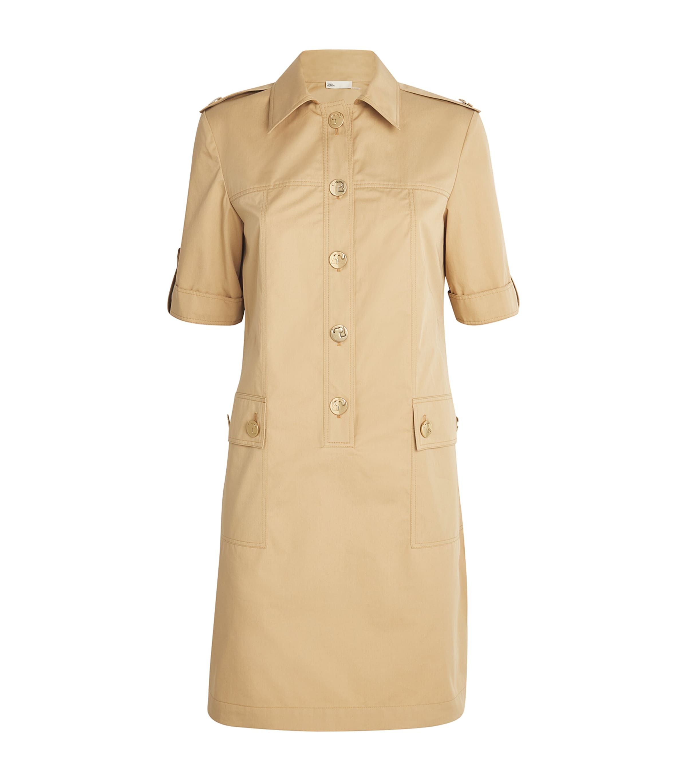 Shop Tory Burch Camp Shirt Mini Dress In Beige