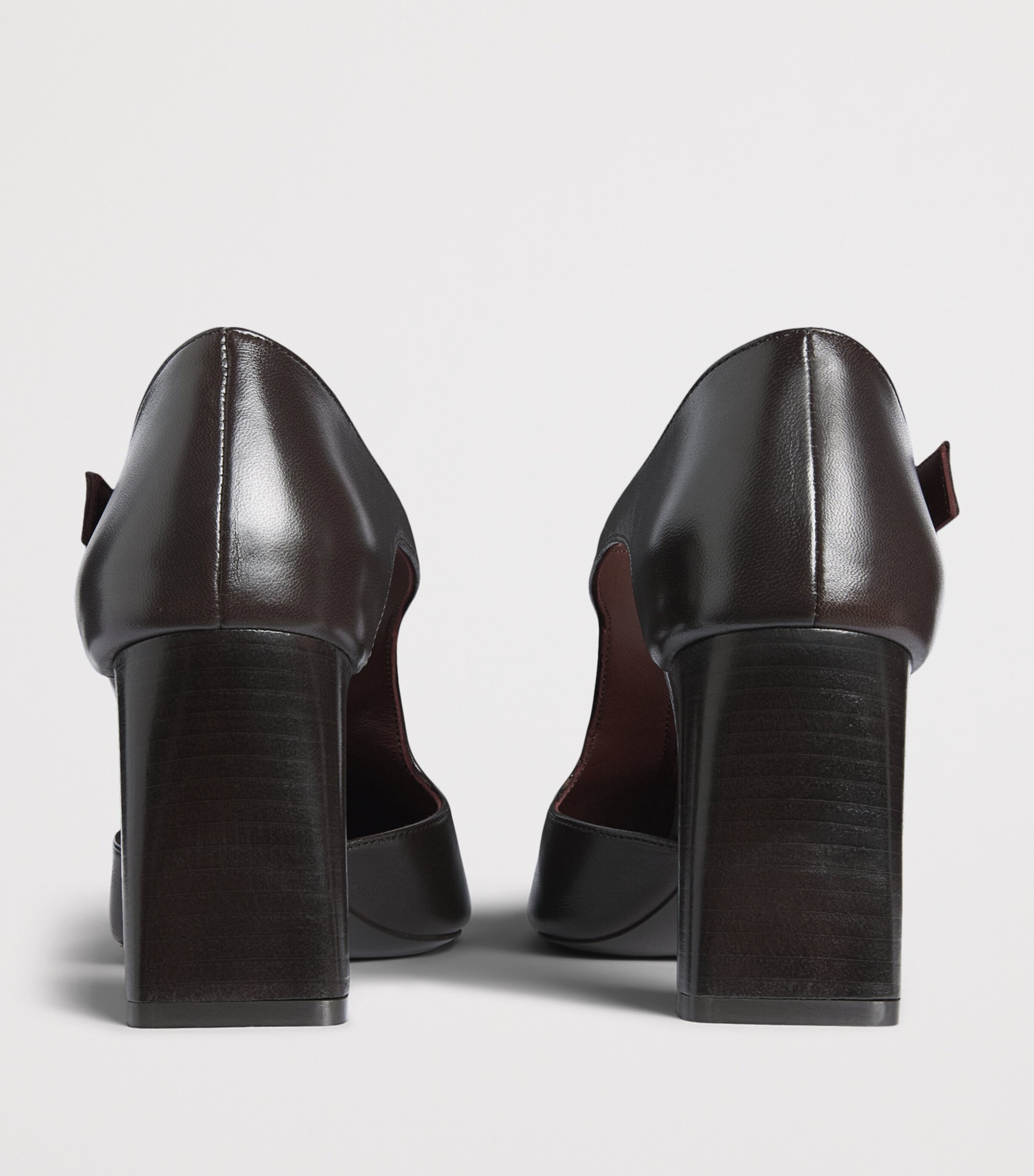 Max Mara Nappa Leather Cut-Out Pumps 75 Dark Brown Image 5