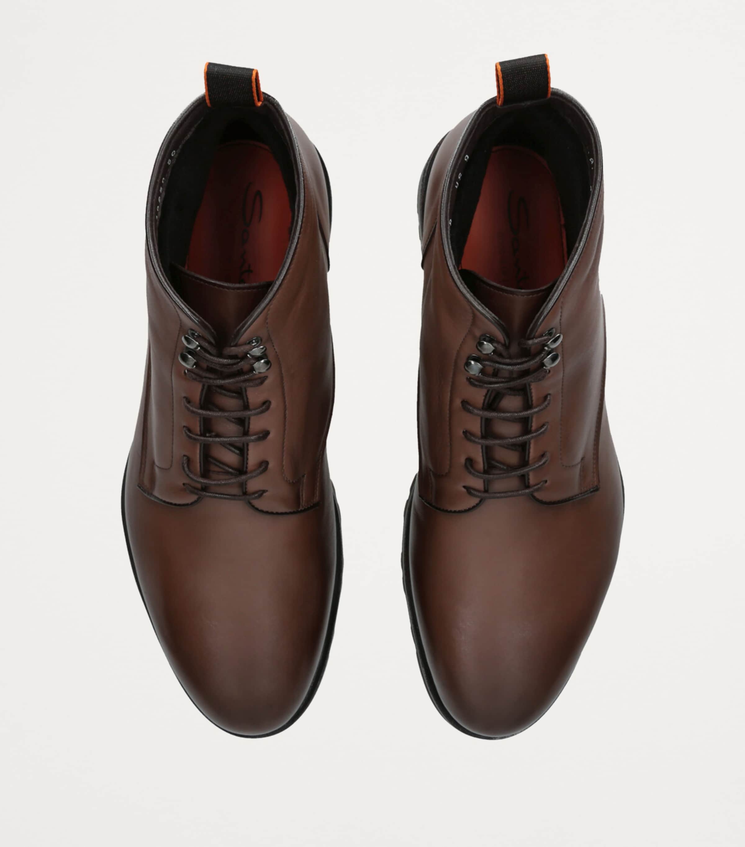 Leather Lace-Up Colin Boots DARK BROWN Image 4