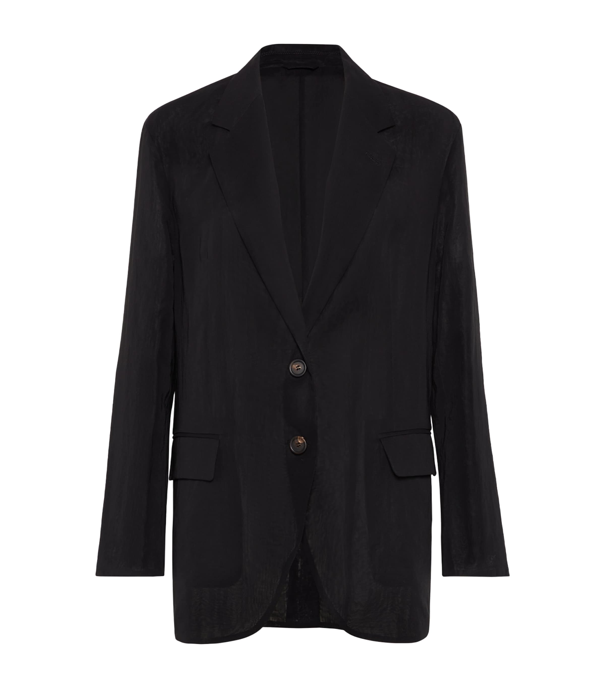 Brunello Cucinelli Cotton Organza Single-breasted Blazer In Black