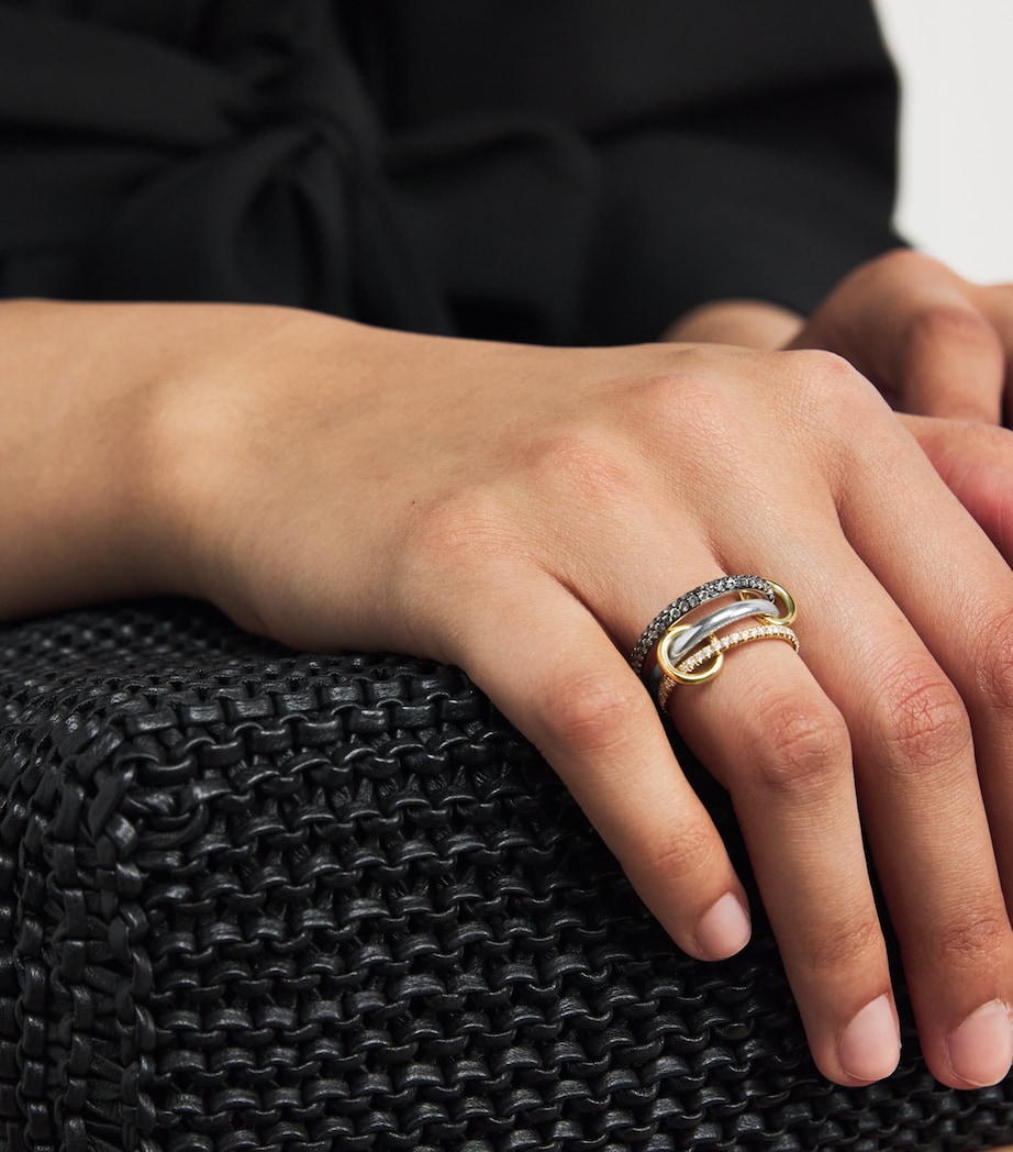 Mixed Gold and Diamond Scorpio Ring STERLING SILVER Image 2