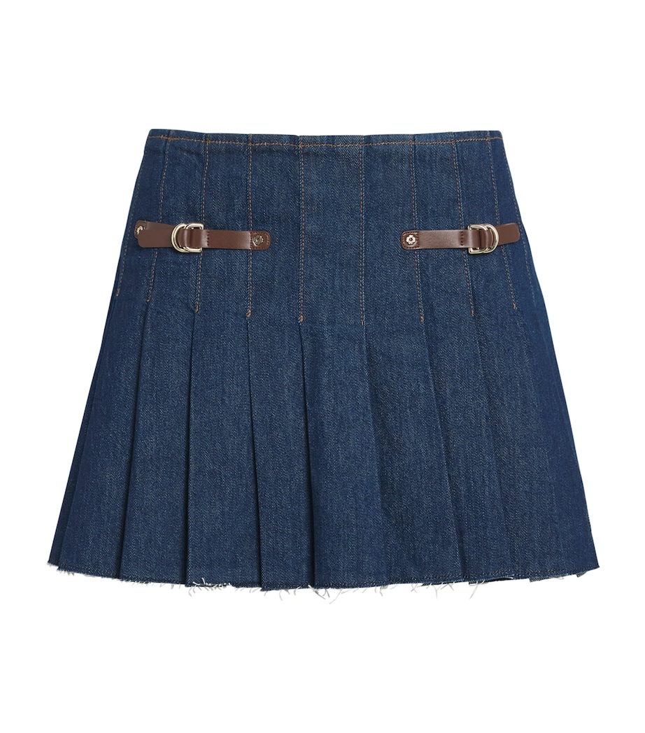Stretch Denim Mini Skorts NAVY Image 1