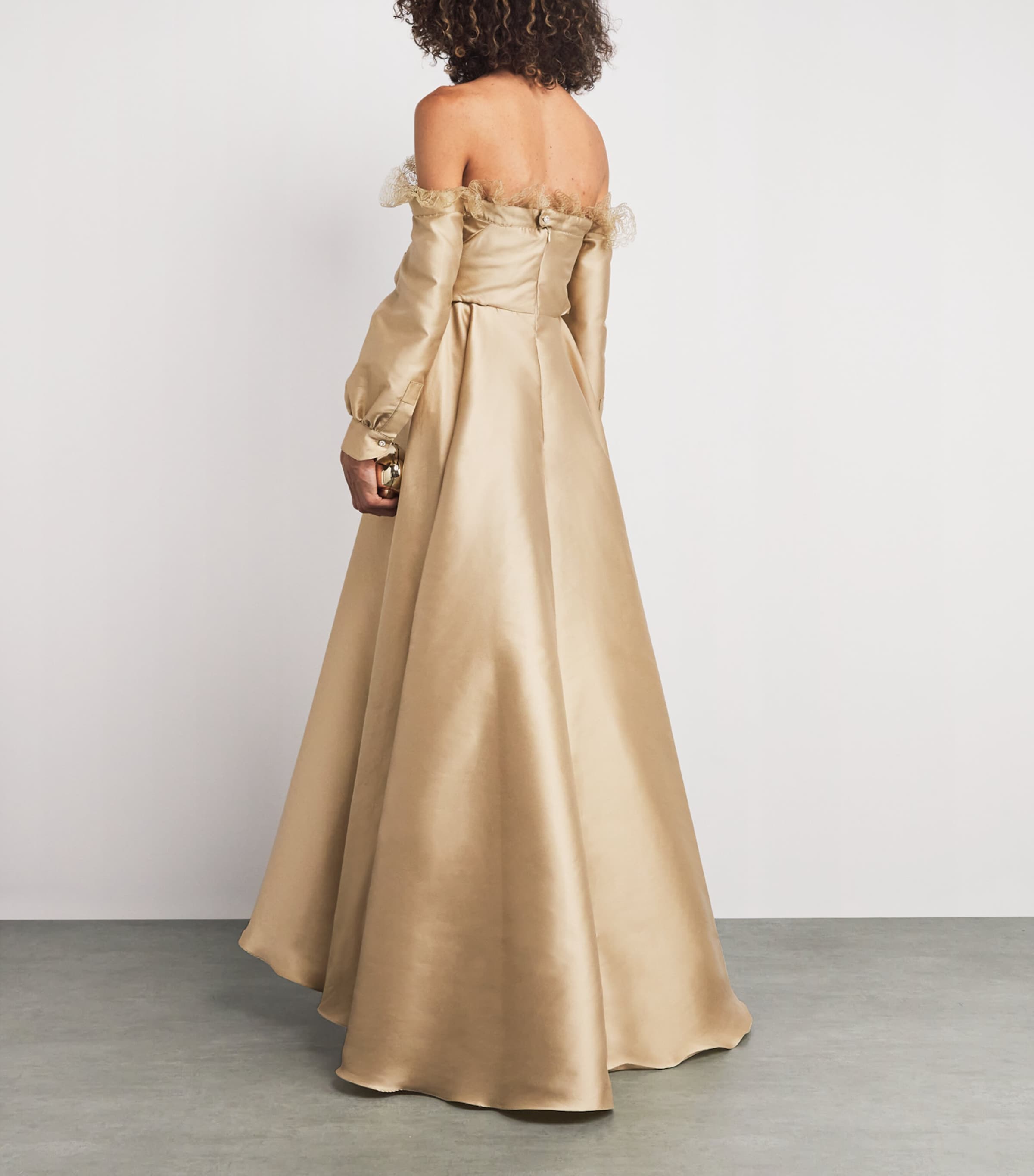 Alexis Mabille Womens Lace-Trim Kurkova Gown Gold Image 3