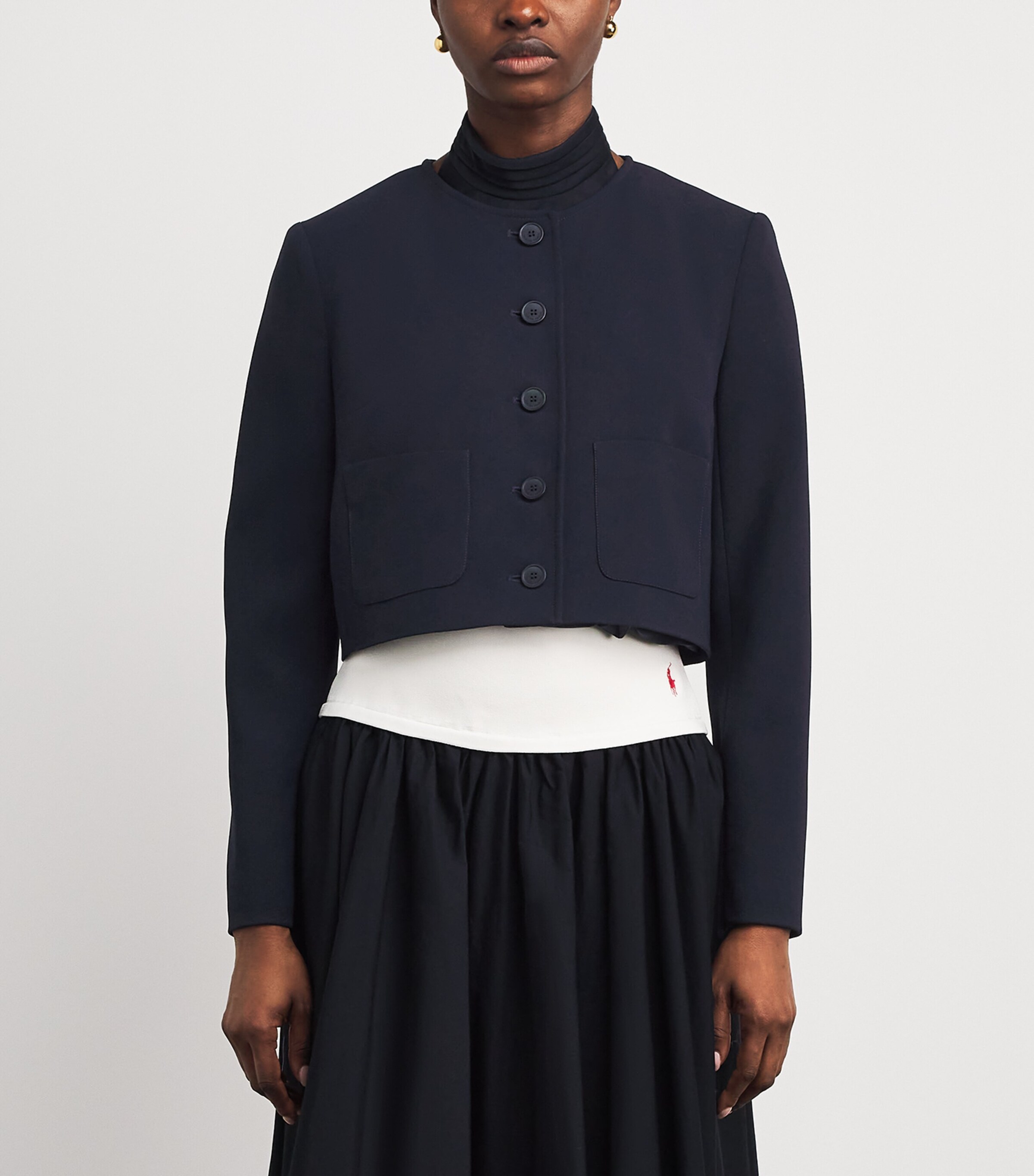 Claudie Pierlot Womens Round-Neck Cardigan Navy Image 4