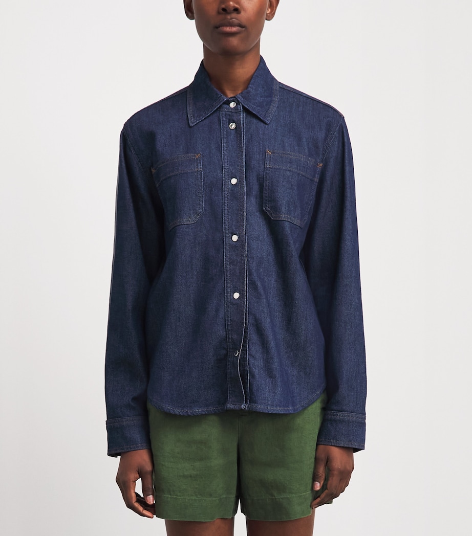 7 For All Mankind Womens Utility Denim Shirt Halona Image 4