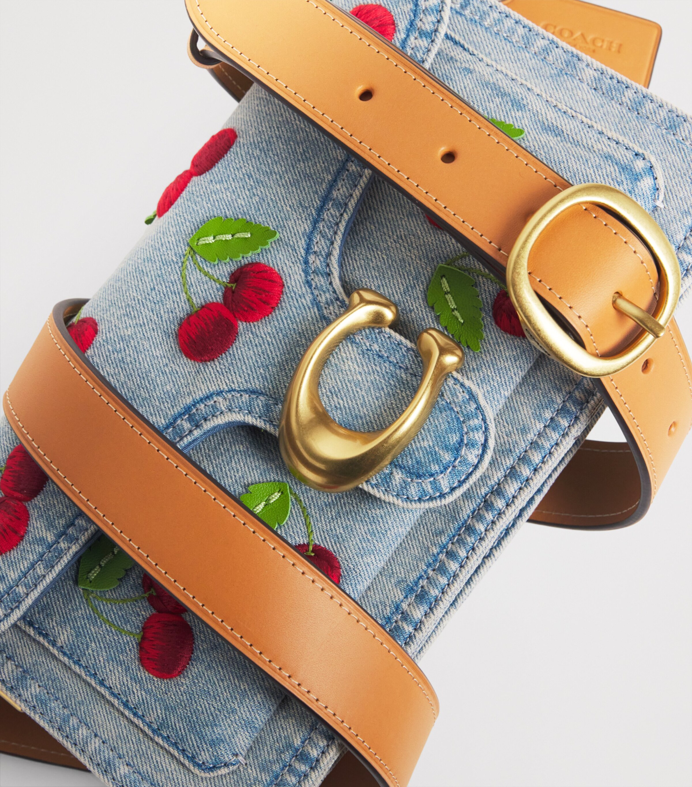 Coach Grey Denim Cherry Tabby 26 Shoulder Bag | Harrods SG