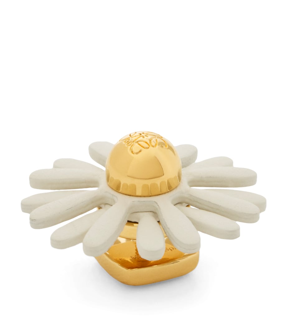 x Paula's Ibiza Leather-Trim Flower Pin WHITE Image 1