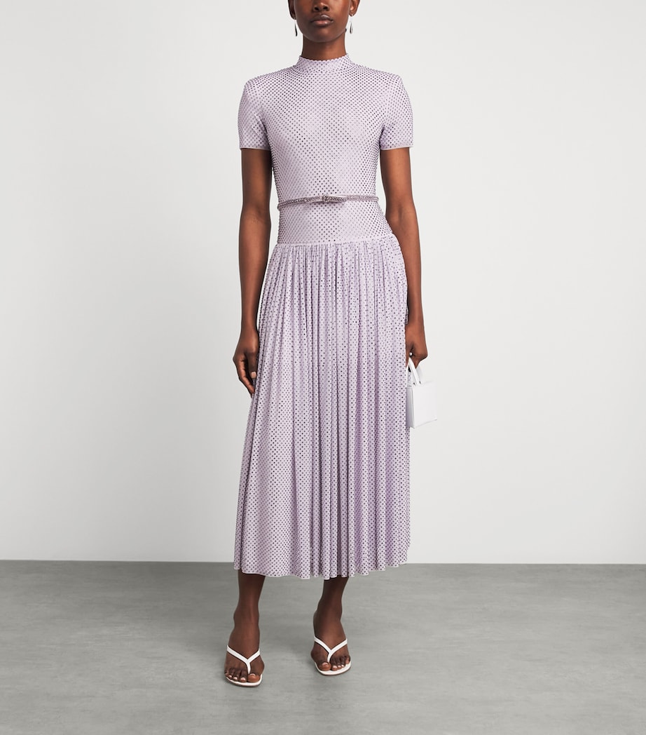 Self-Portrait Womens Embellished Midi Dress Lilac Image 2