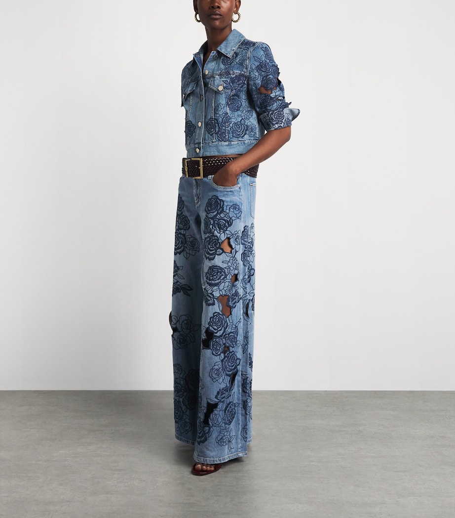 Alice+Olivia Womens Sidney Laser-Cut Jeans Brooklyn Blue Image 2