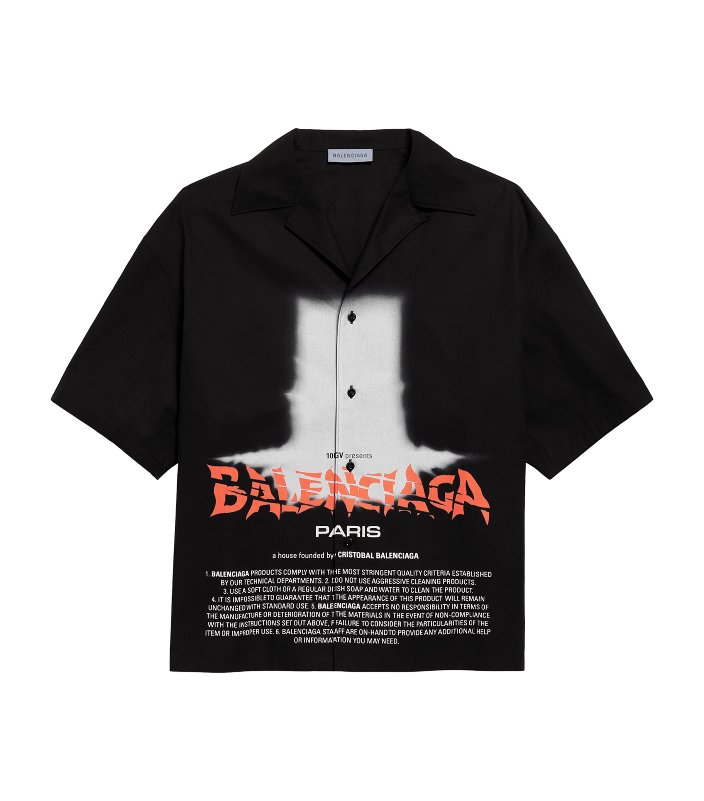 Balenciaga Mens Graphic Print Bowling Shirt Image 1