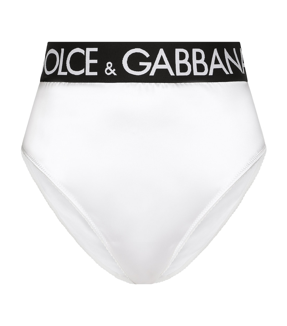 Dolce&Gabbana Womens Satin High-Waist Briefs Optical White Image 1