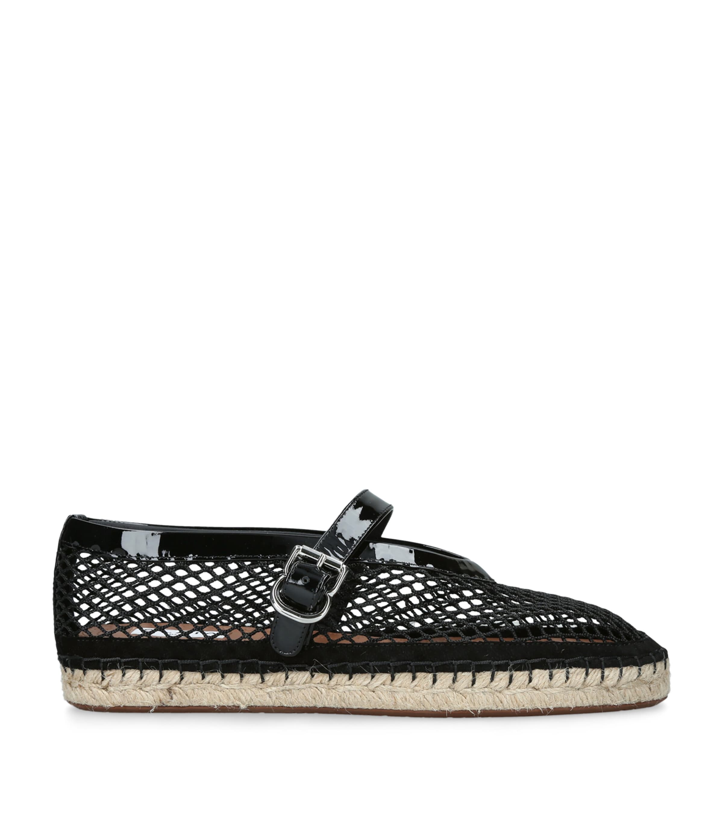 Alaïa Mesh-Leather Espadrille Ballet Flats Black Image 1