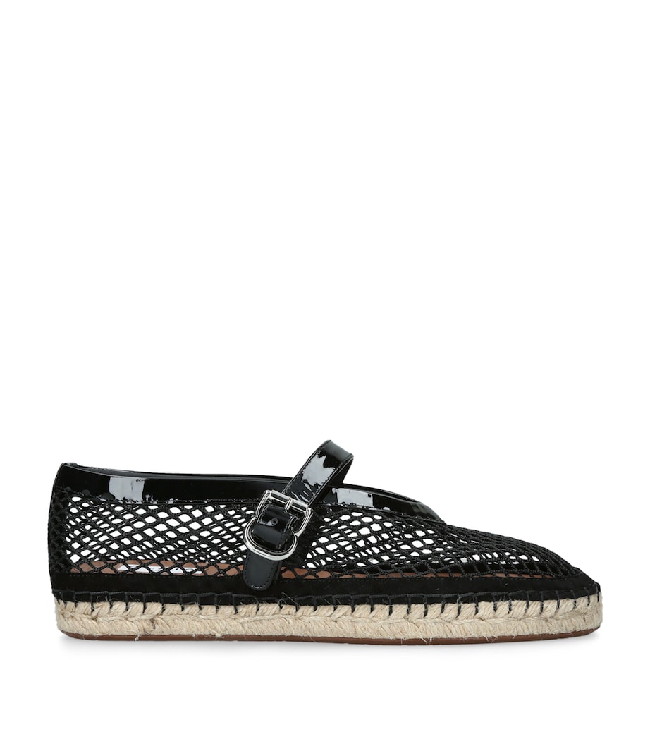 Alaïa Mesh-Leather Espadrille Ballet Flats Black Image 1