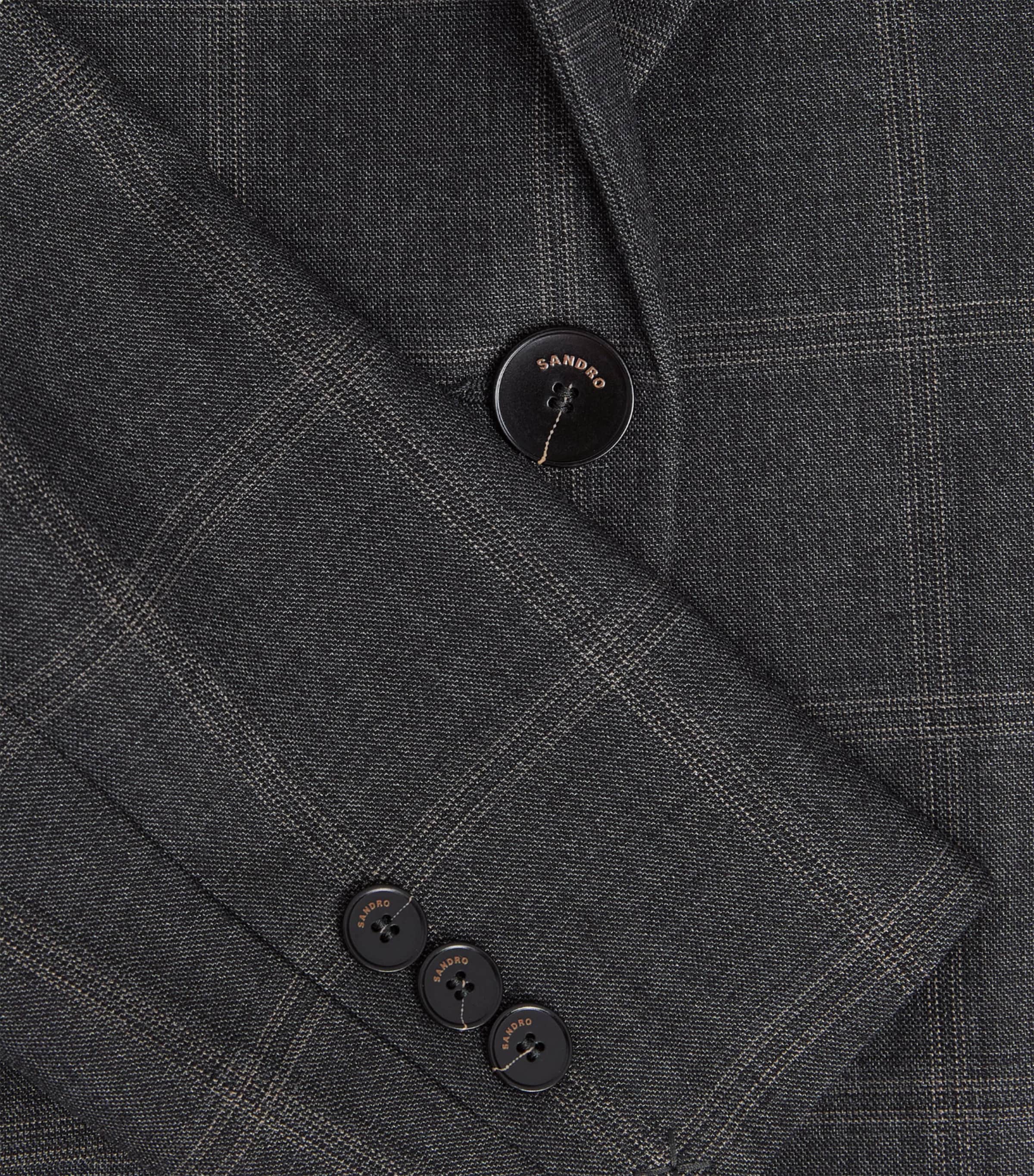 Sandro Paris Womens Check Single-Breasted Blazer Grey Image 6