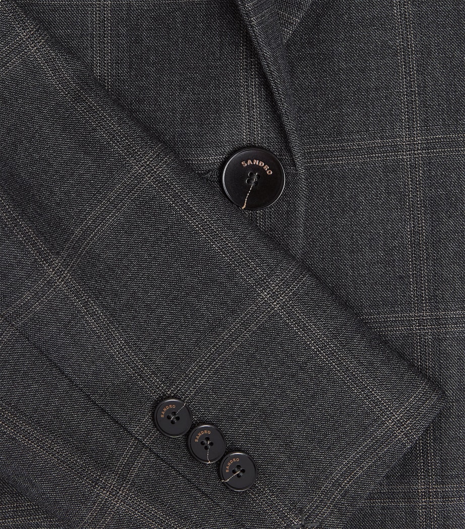 Sandro Paris Womens Check Single-Breasted Blazer Grey Image 6