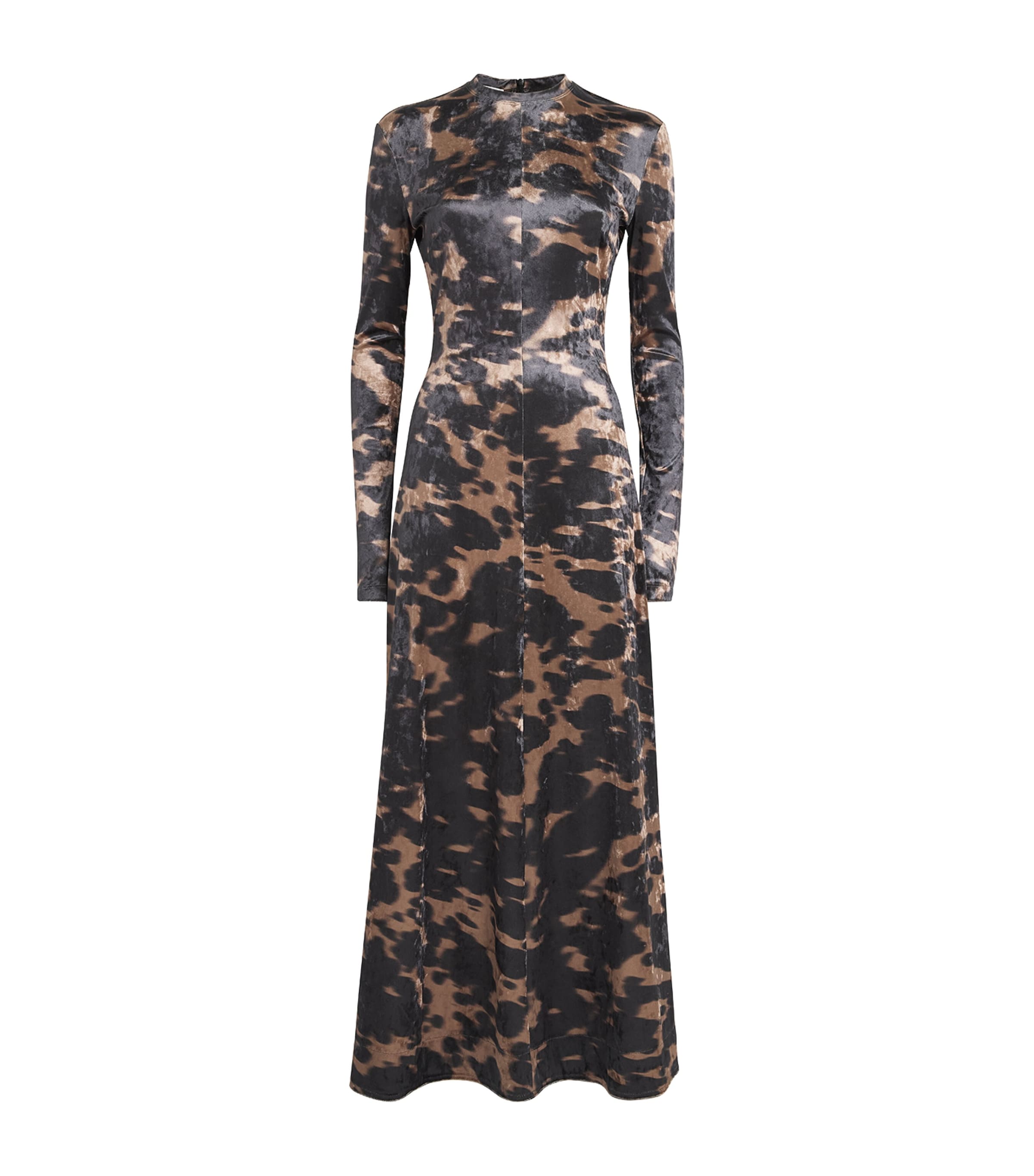 Stretch-Velvet Jynx Midi Dress MIDNIGHT MOCHA BROWN Image 1