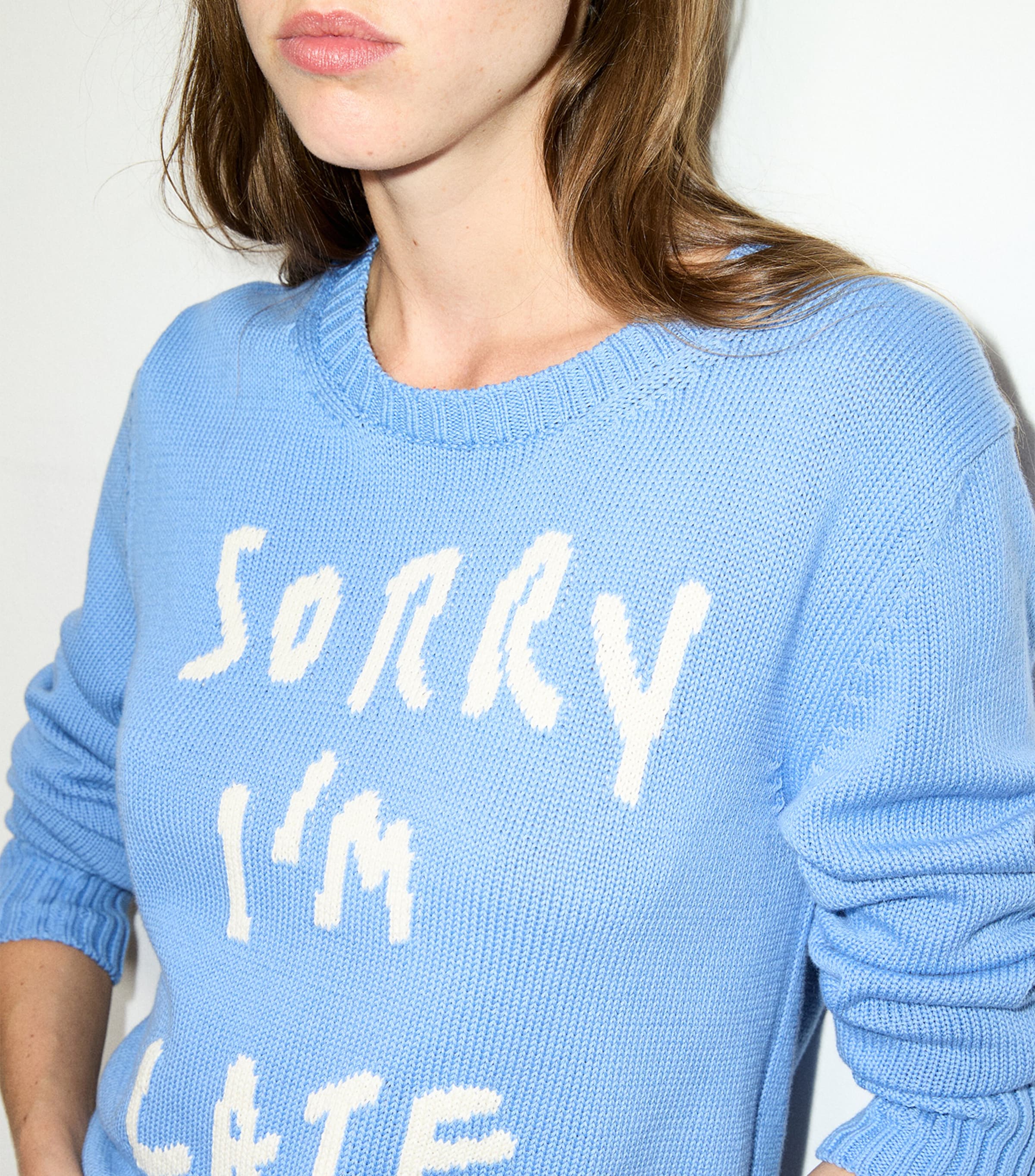 MAX&Co. Womens Cotton Slogan Sweater Sky Blue Image 4