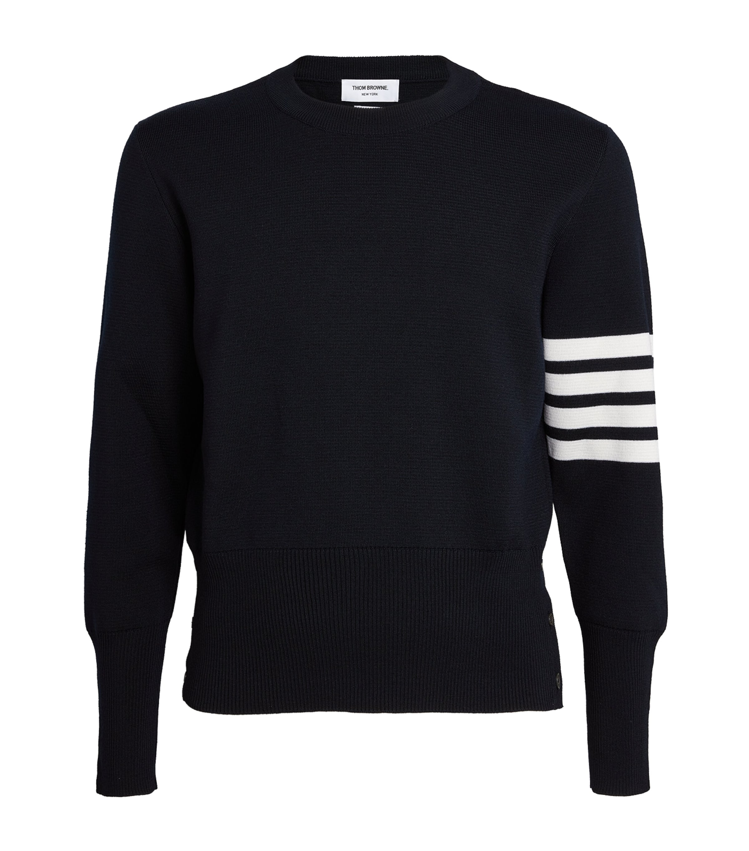 Thom Browne Merino Wool Crew-neck Sweater In Navy
