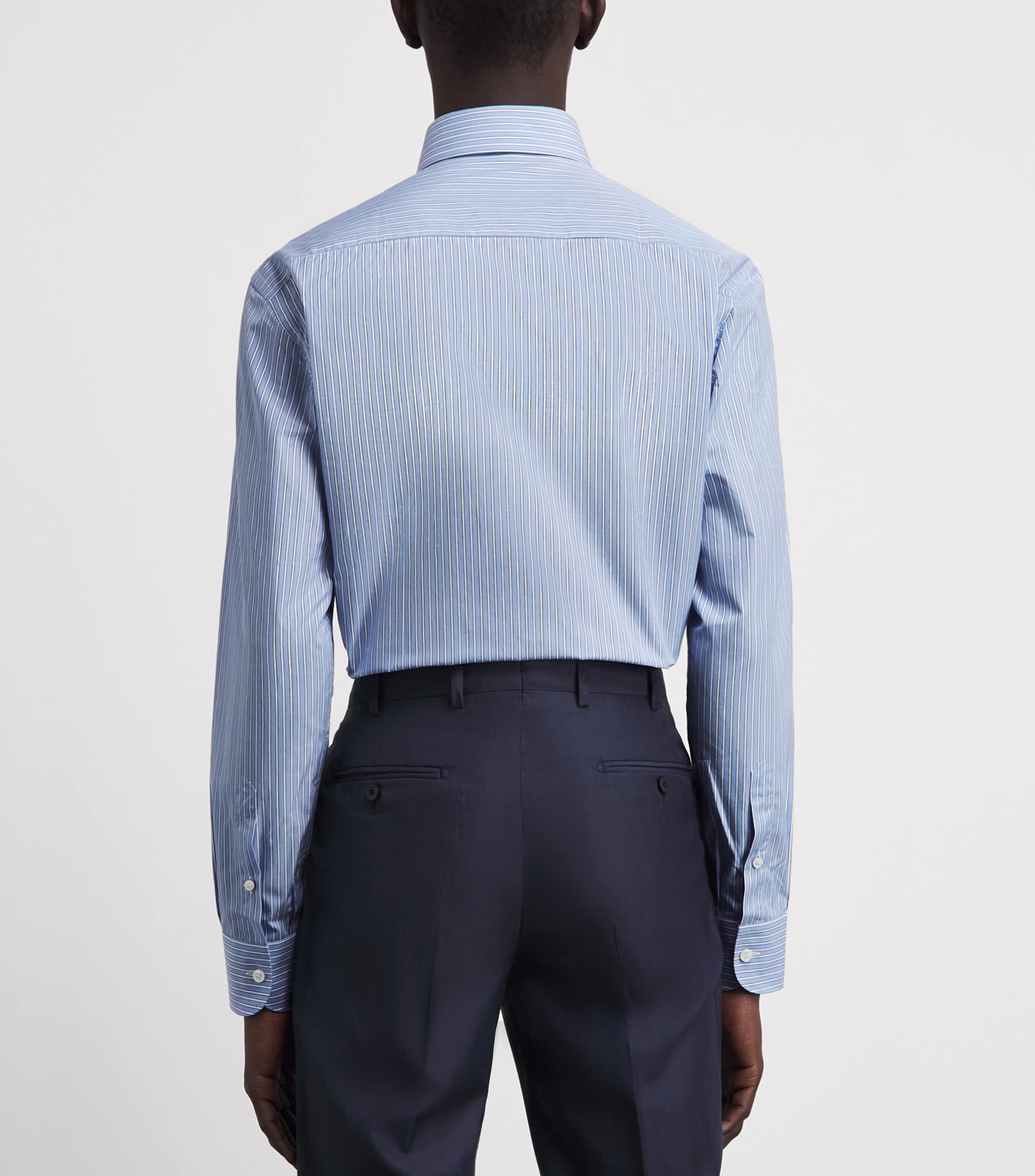 Brioni Mens Sea Island Cotton Stripe Shirt Image 5