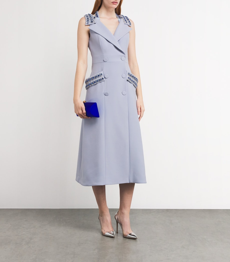 Huishan Zhang Womens Emerson Blazer Midi Dress Pale Blue Image 2