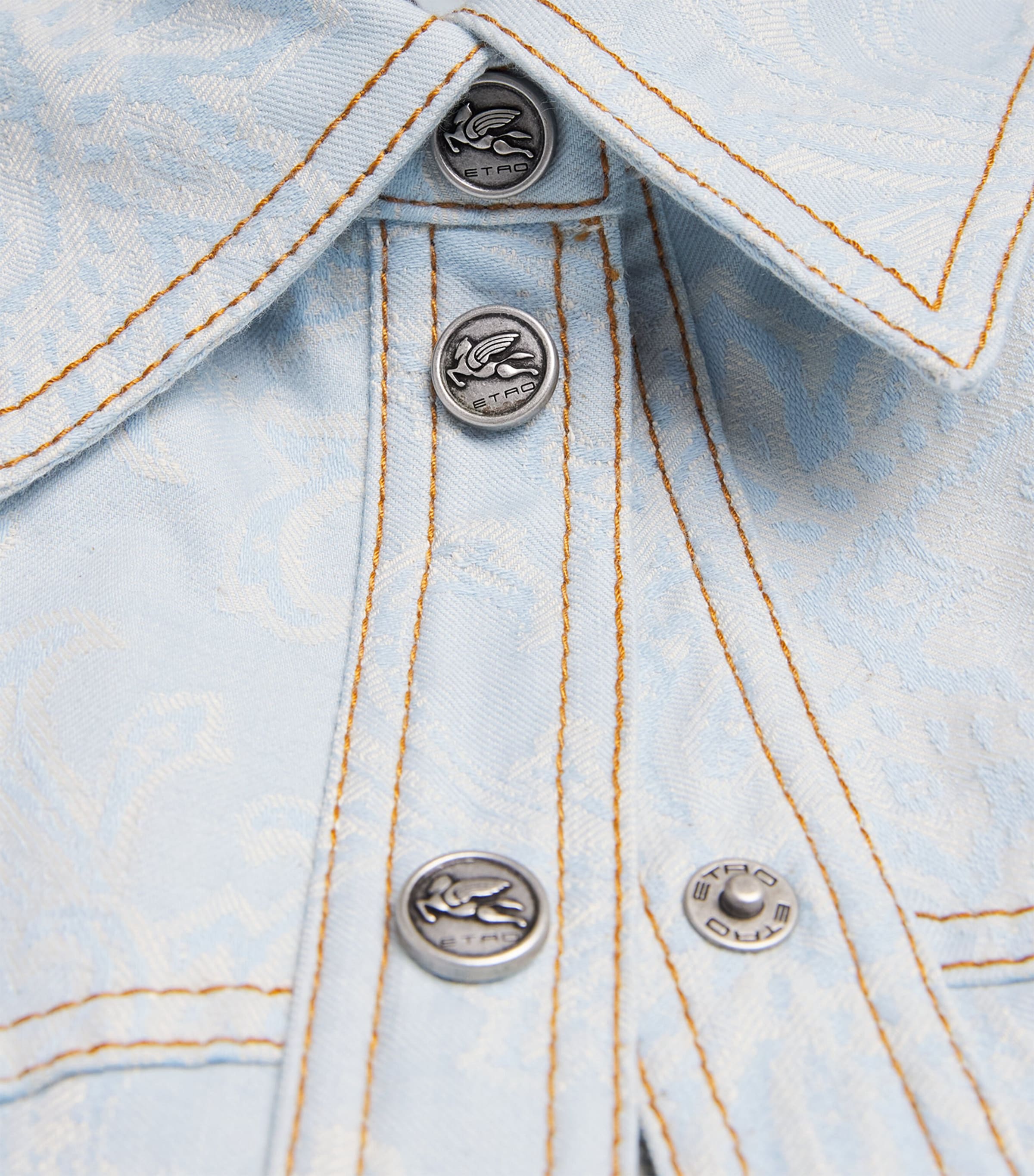 Etro Womens Stretch-Denim Paisley Shacket Image 6