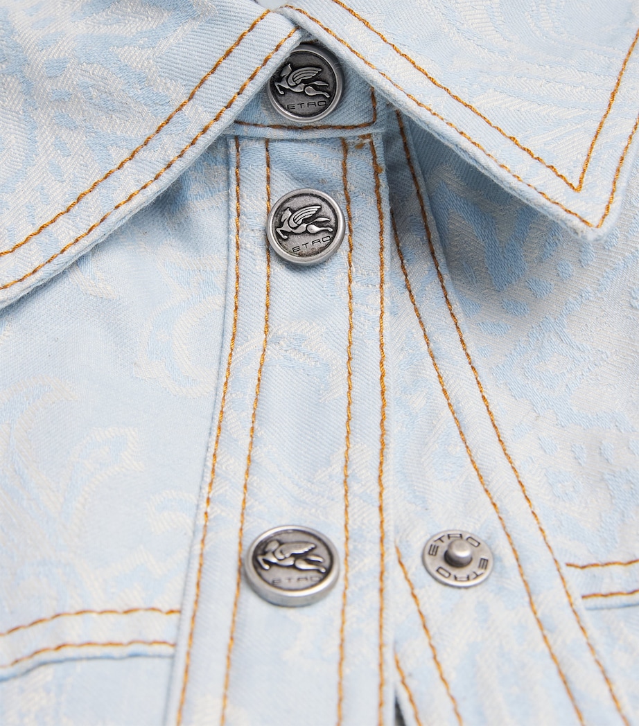 Etro Womens Stretch-Denim Paisley Shacket Image 6