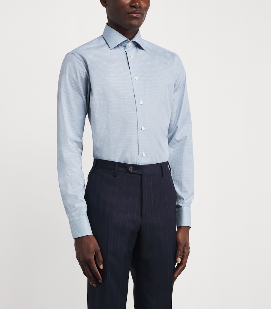 Cotton Dobby Stripe Shirt MID BLUE Image 3