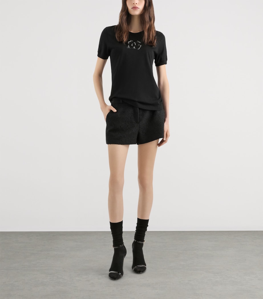 Dolce&Gabbana Womens Cotton Embellished Logo T-Shirt Blac Image 2