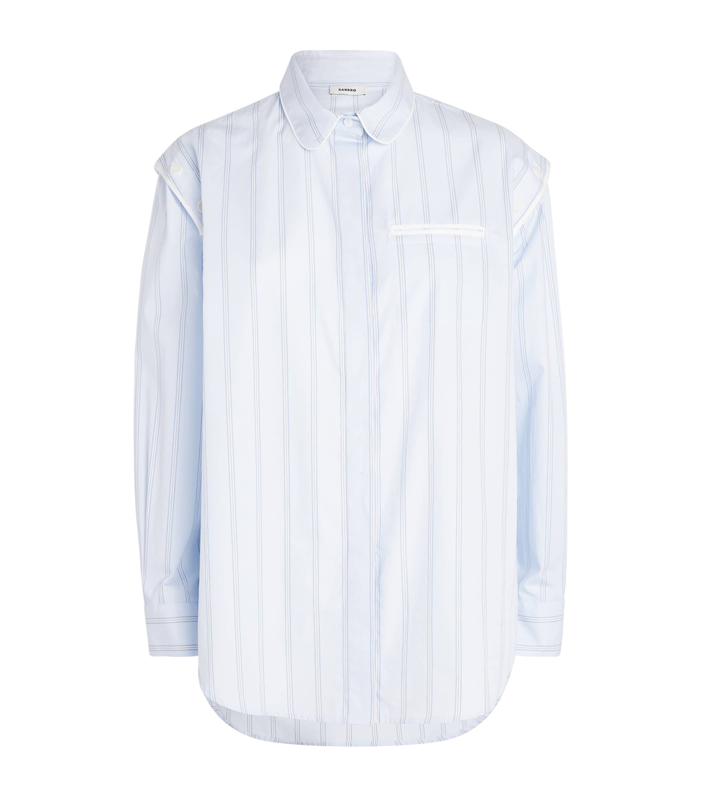 Cotton Buttoned-Shoulder Shirt SKY BLUE Image 1