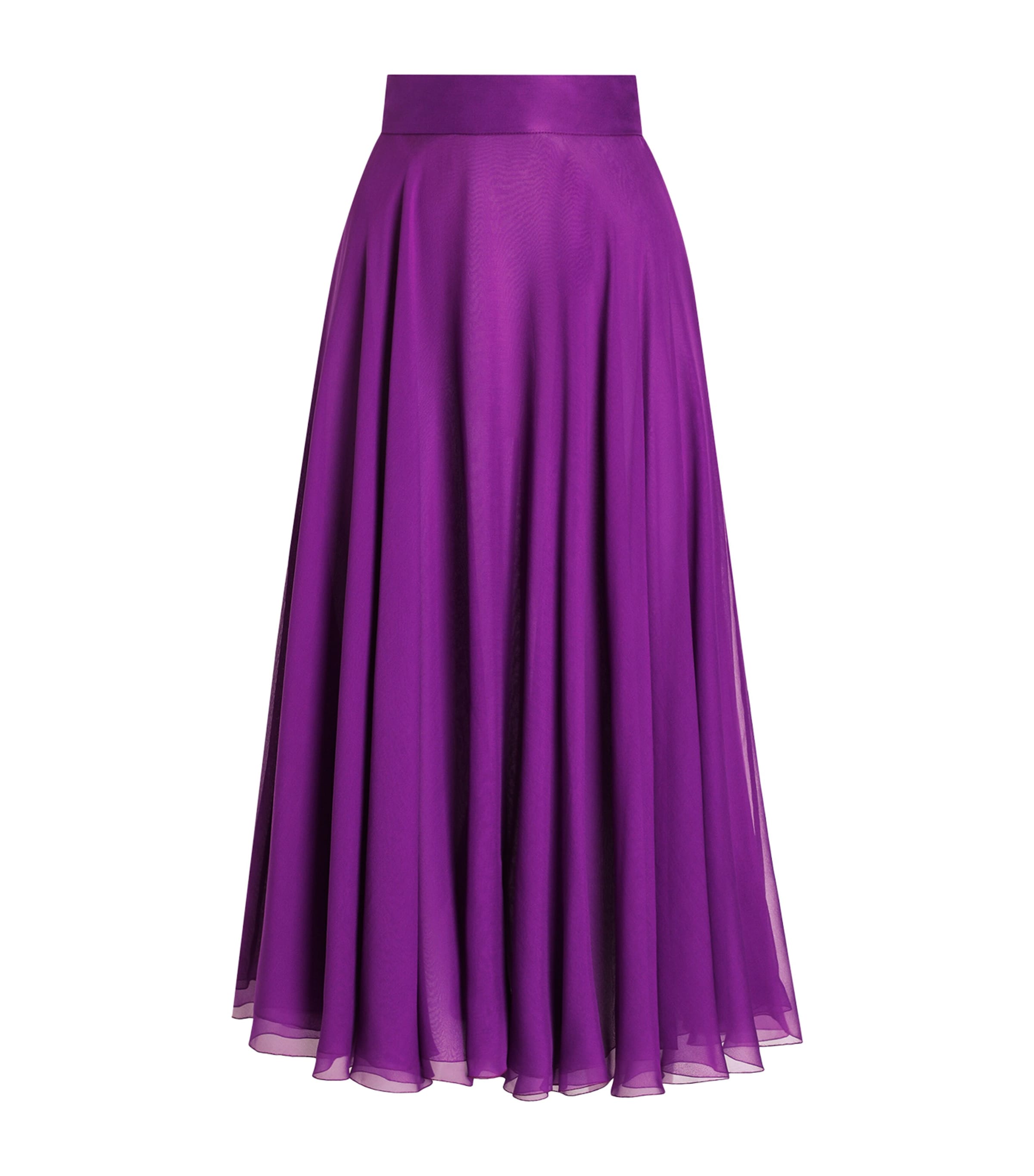 Dolce & Gabbana Silk Chiffon Midi Skirt In Purple