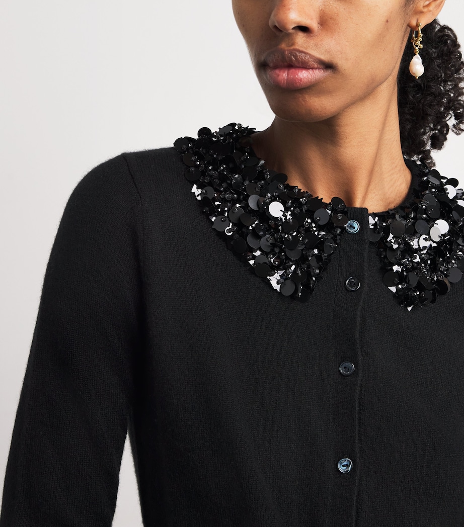 Cashmere Sequinned Margaux Cardigan NOIR Image 6