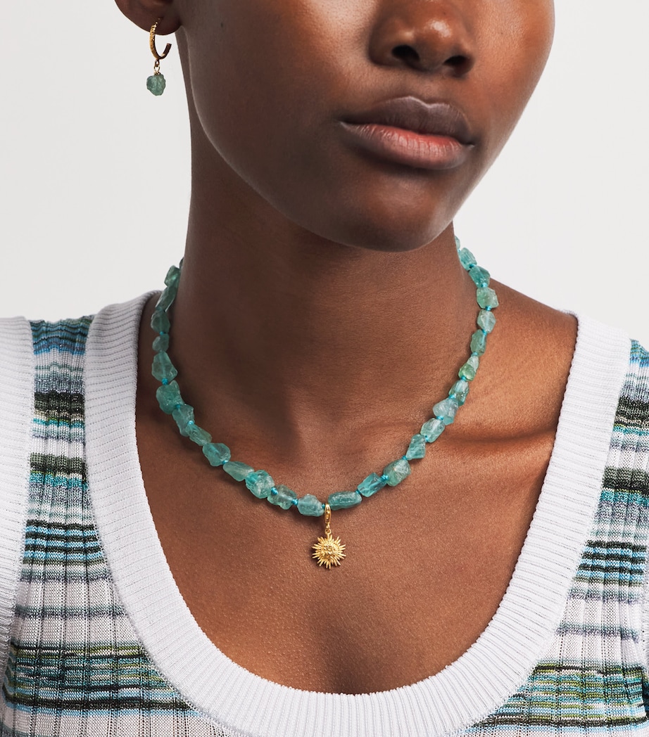 Hermina Athens Beaded Sun Charm Necklace Gold Image 4