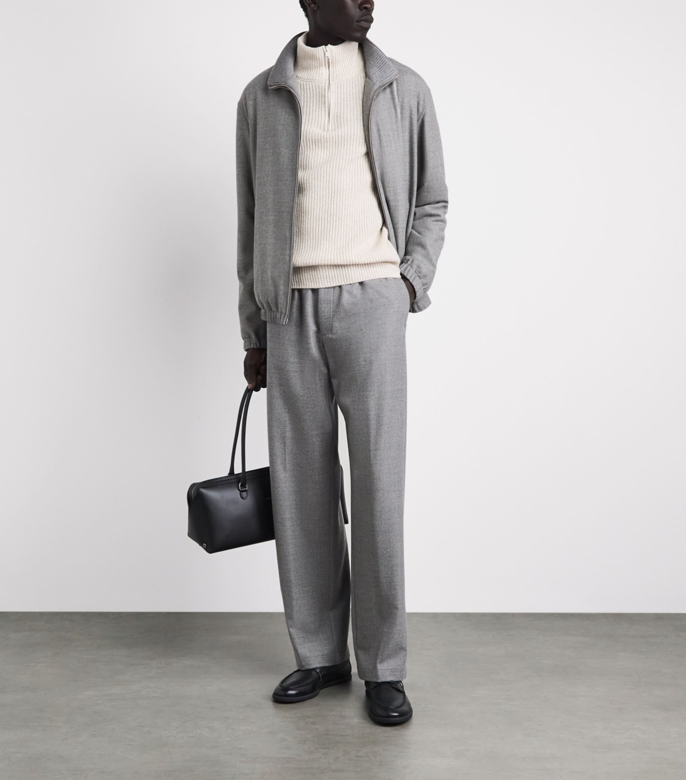 Lardini Mens Stretch-Virgin Wool Trousers Grey Image 2
