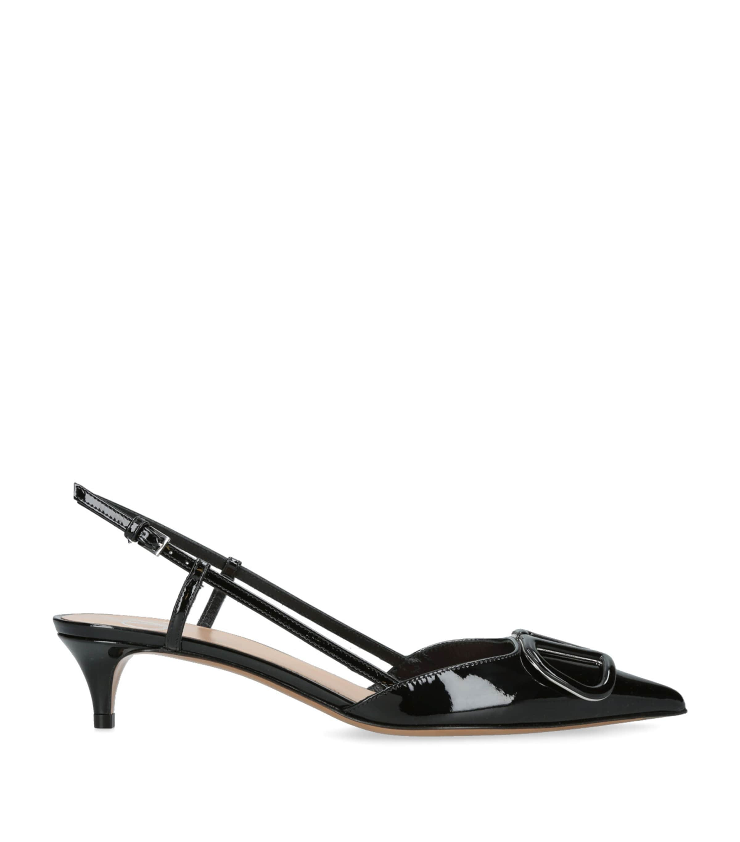 Shop Valentino Slingback Logo Heels 40 In Black