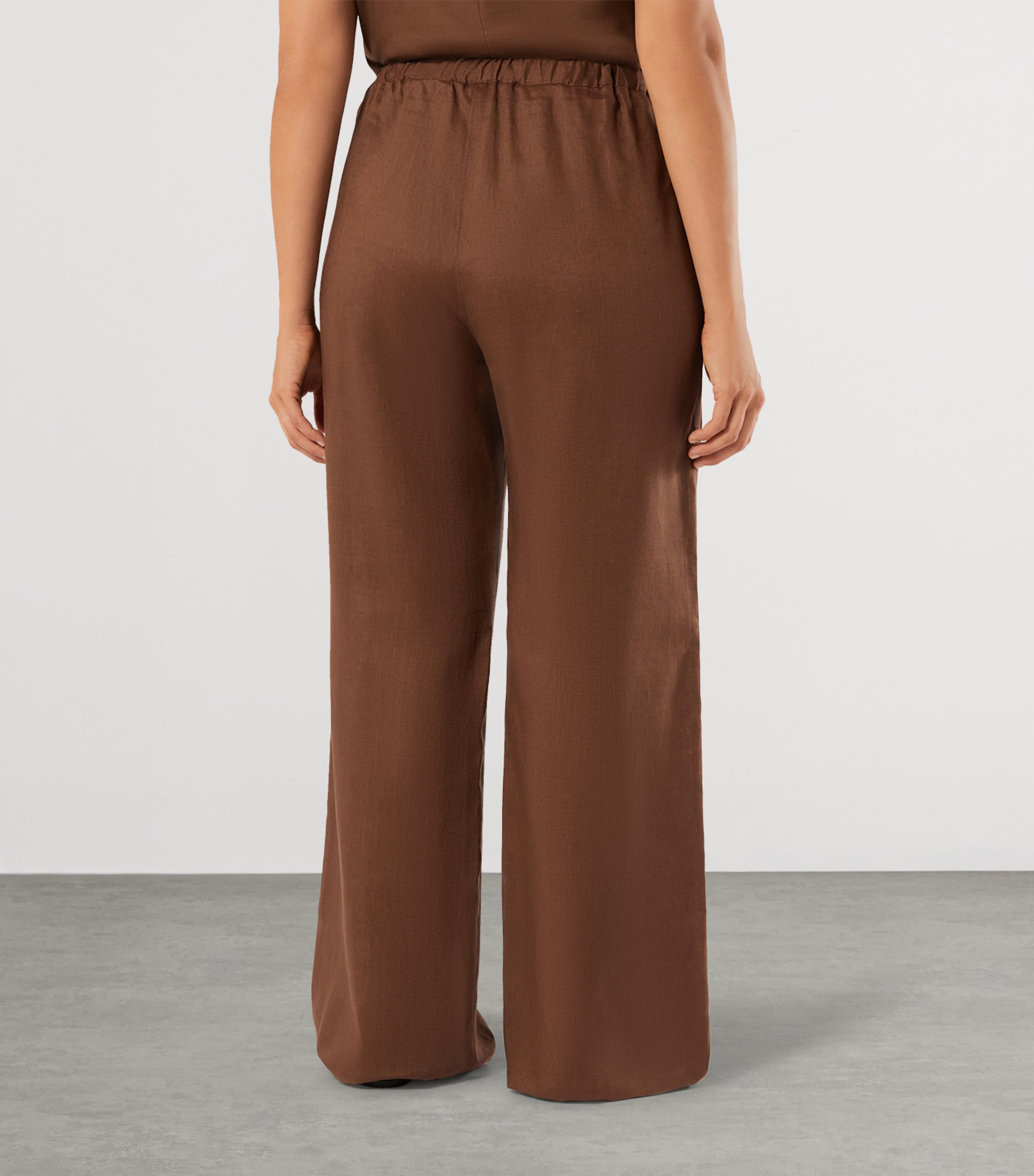 Marina Rinaldi Womens Linen Wide-Leg Trousers Cocoa Image 4