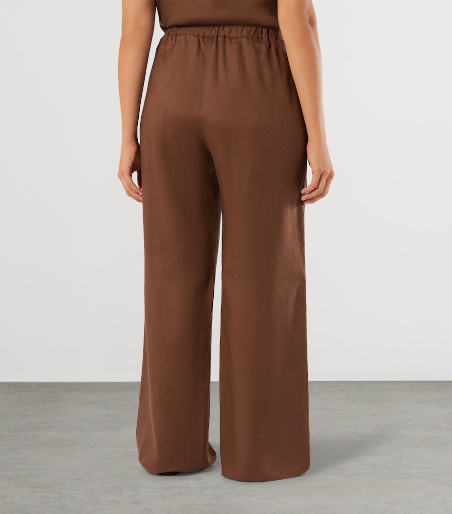 Marina Rinaldi Womens Linen Wide-Leg Trousers Cocoa Image 4