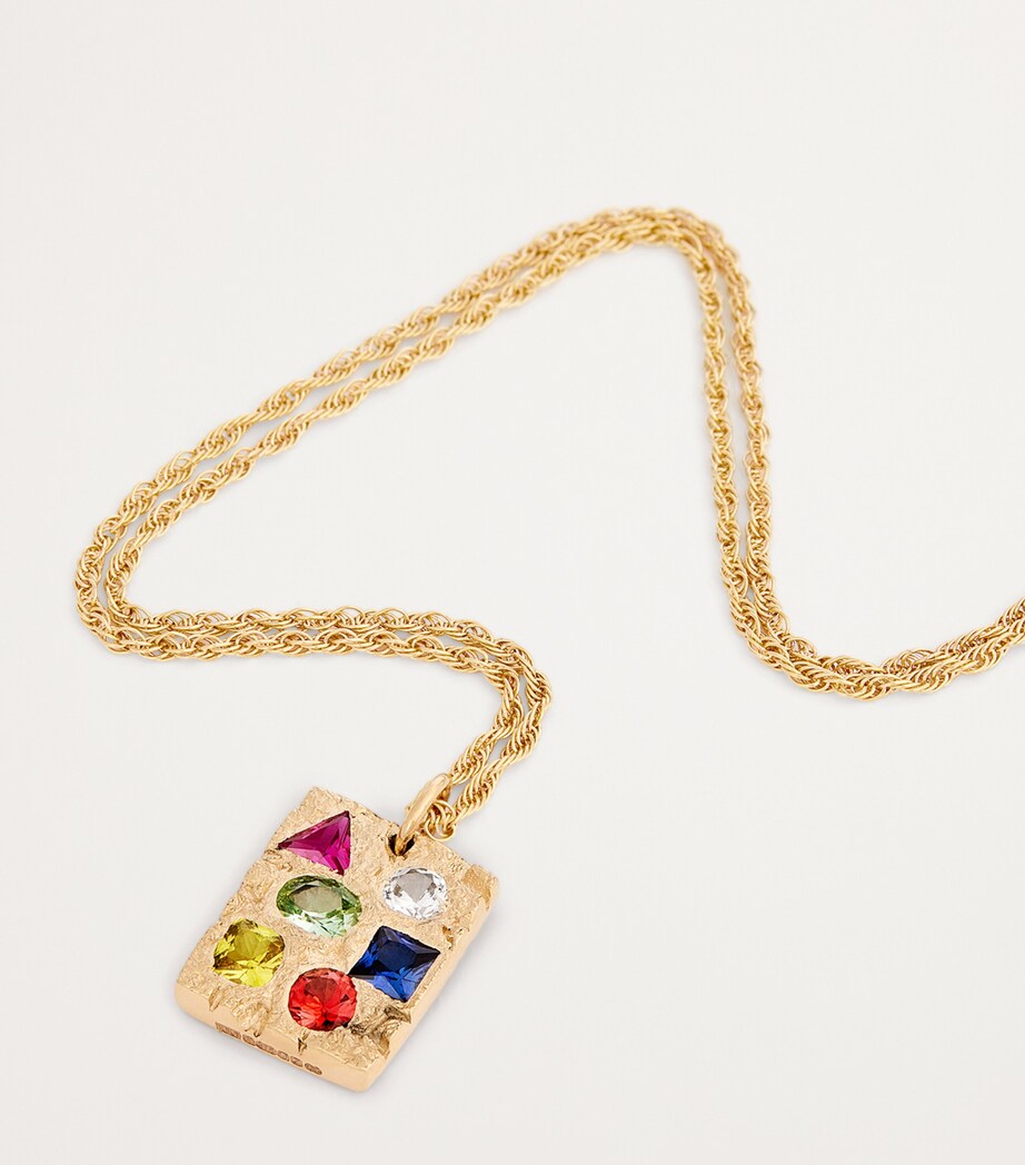 Bleue Burnham Gold and Sapphire Cottage Rose Garden Pendant Necklace Gold Image 5
