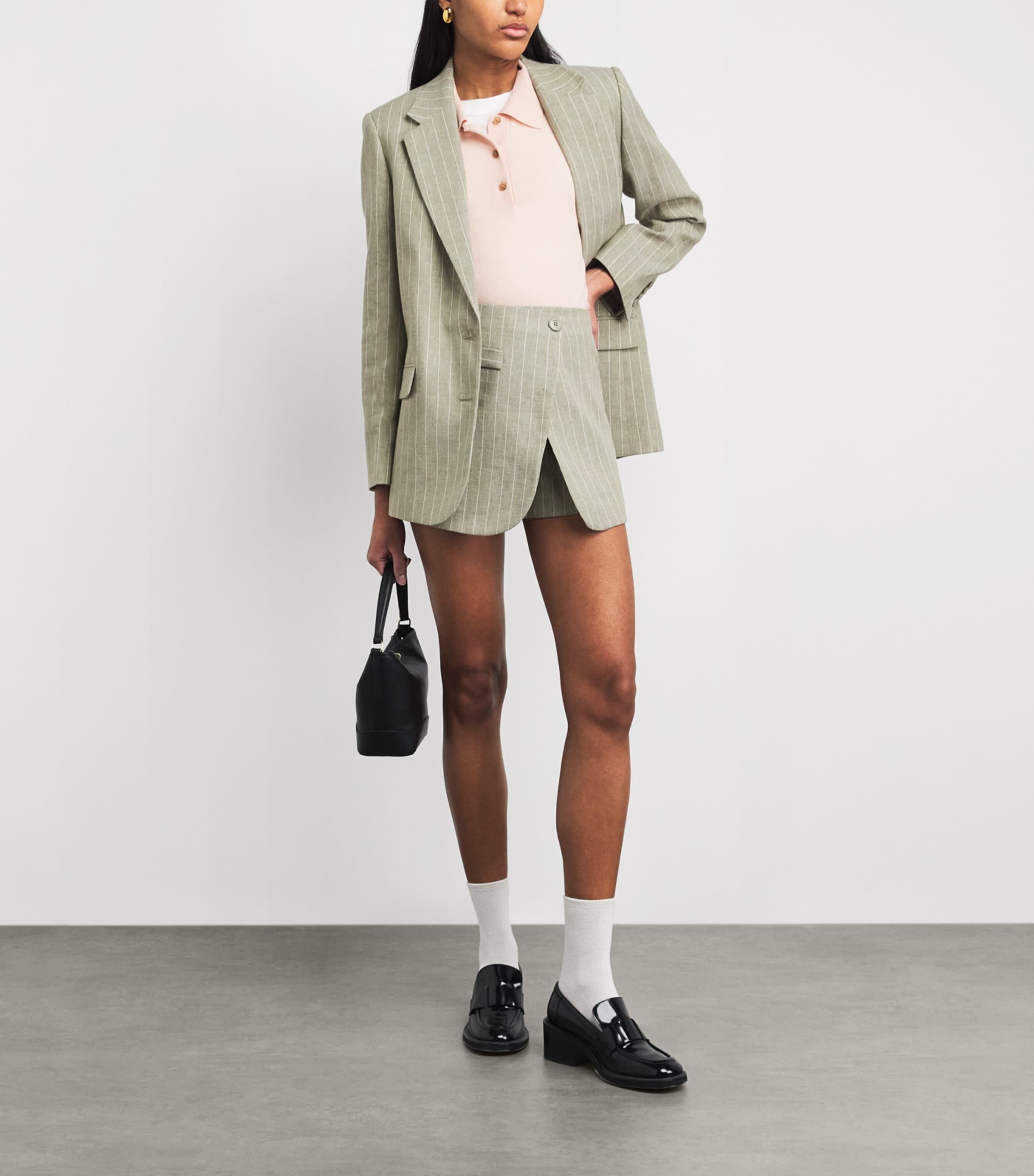 Maje Linen-Cotton Blend Stripe Skort — photo 2