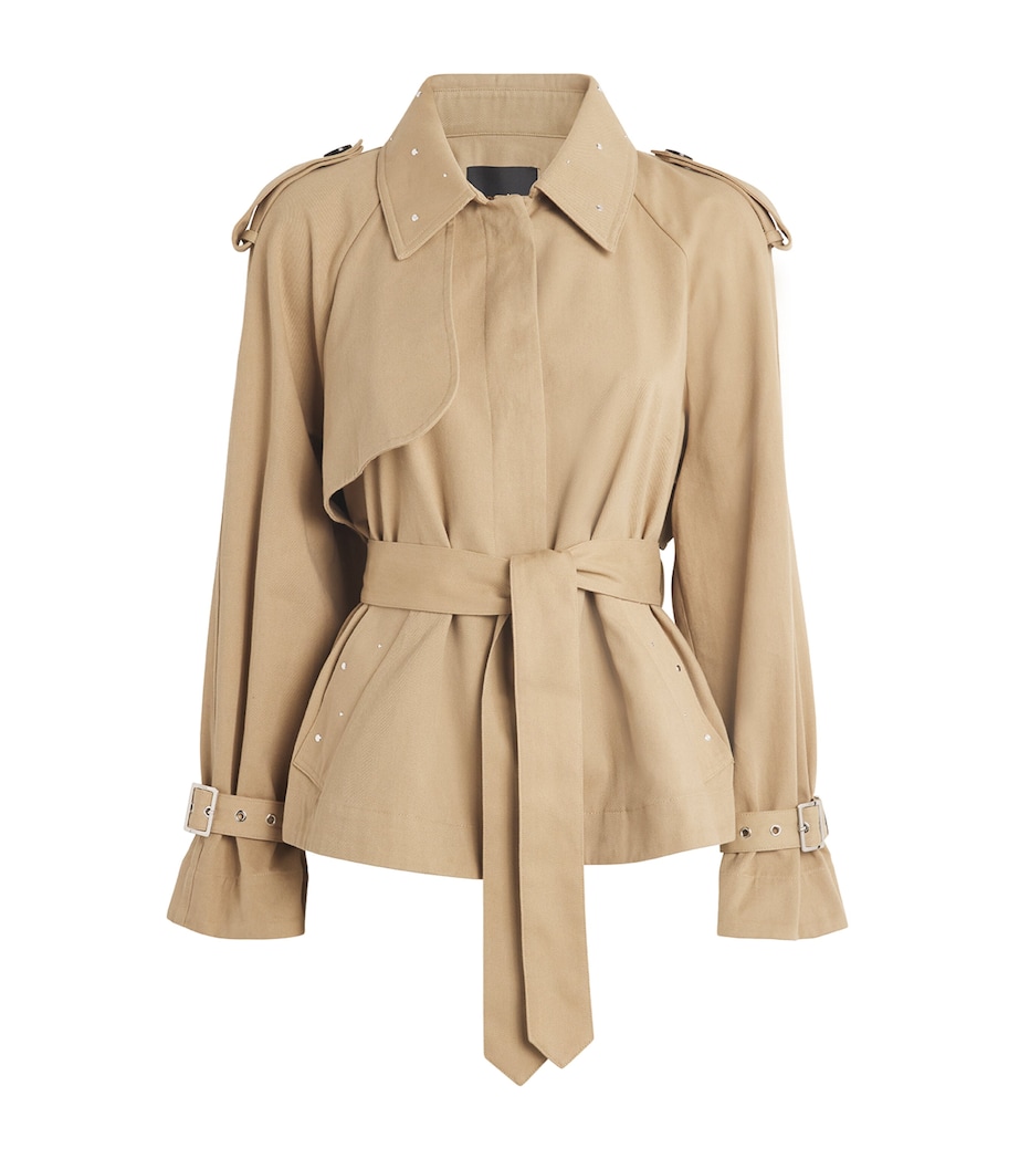 Cotton Studded Trench Coat BEIGE Image 1