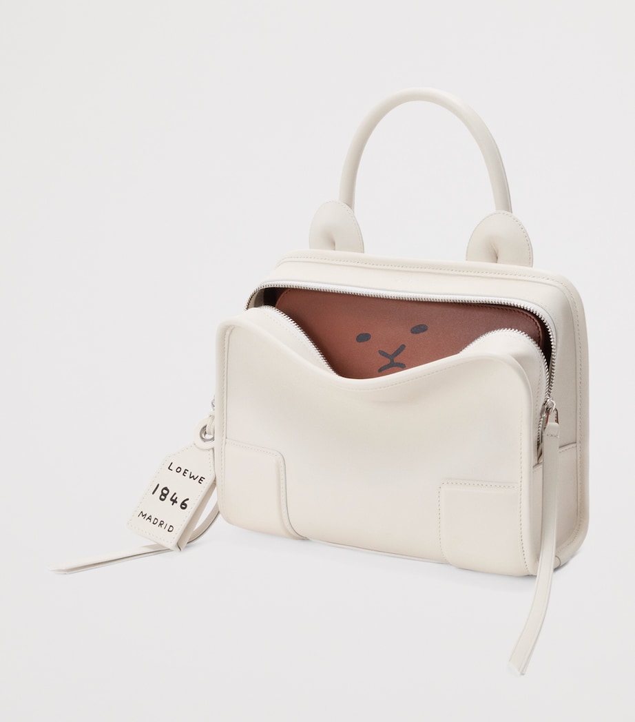 LOEWE Small Leather Amazona 180 Top-Handle Bag Soft White Image 2