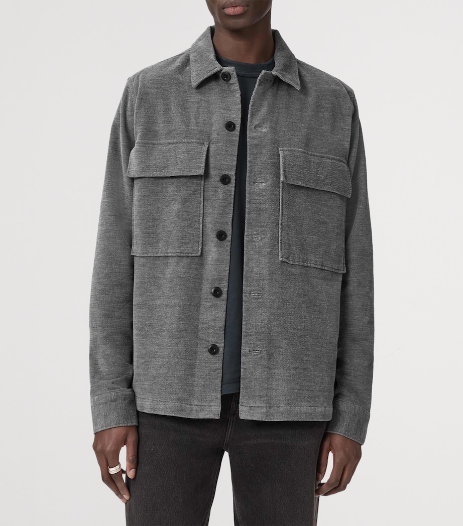 AllSaints Mens Corduroy Hawker Overshirt Light Grey Image 6